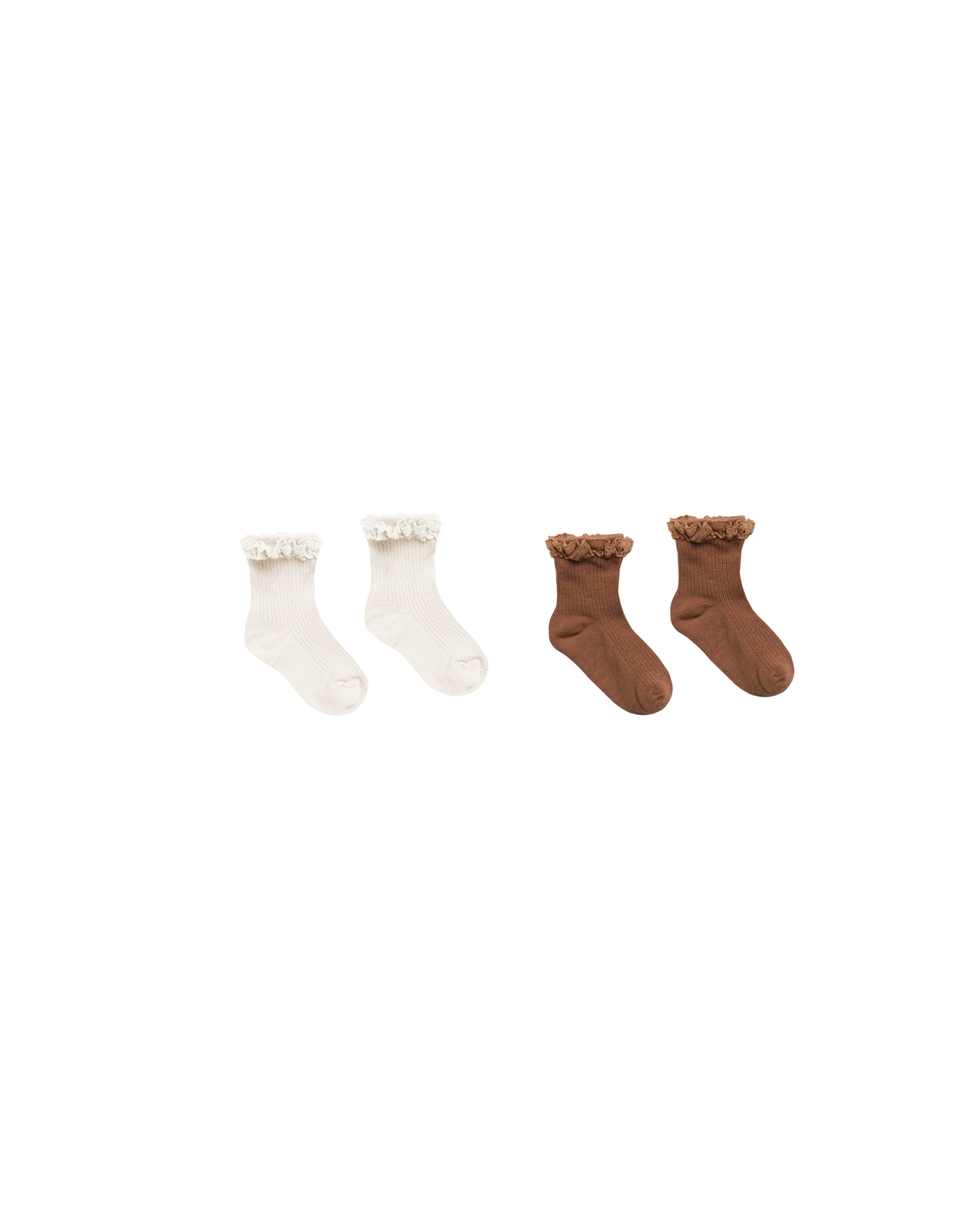 Lace Trim Sock Sets | Saddle, Ivory