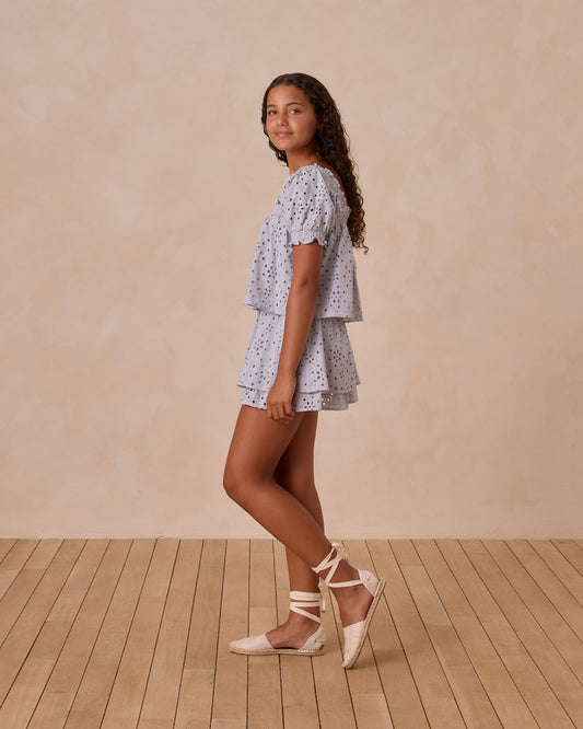 Teen Rose Mini Skirt || Light Blue