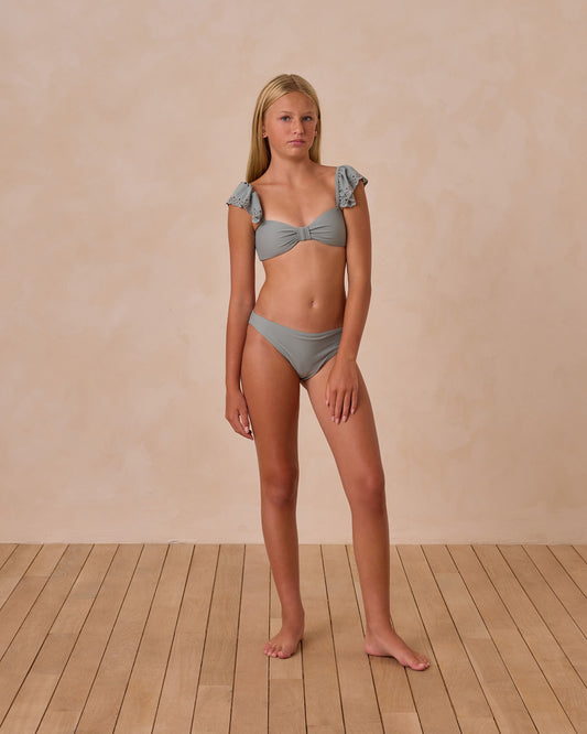 Teen Ruffle Bandeau Bikini Set || Eucalyptus