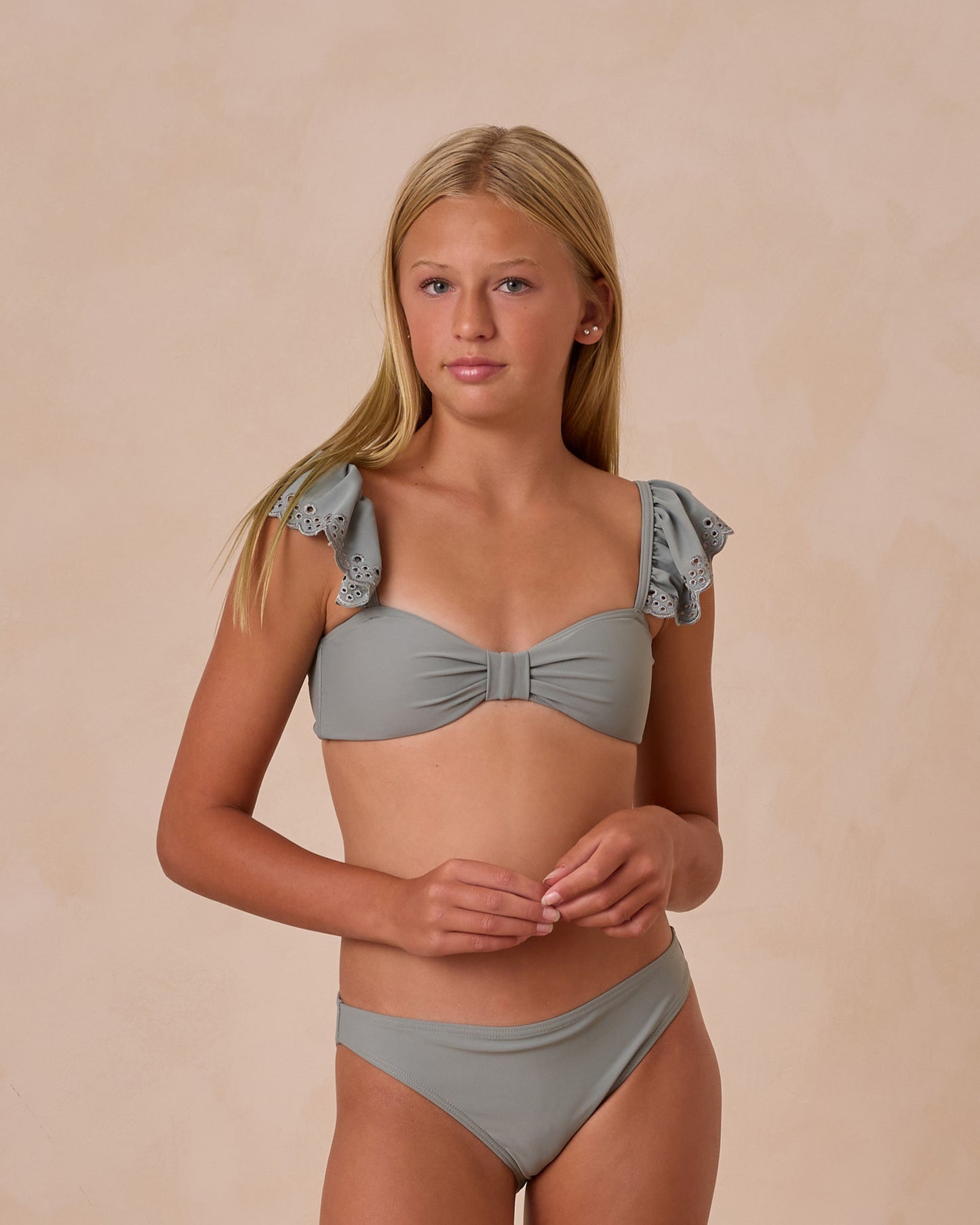 Teen Ruffle Bandeau Bikini Set || Eucalyptus