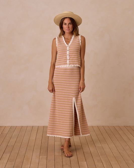 Women's Knit Midi Skirt | Pink Stripe