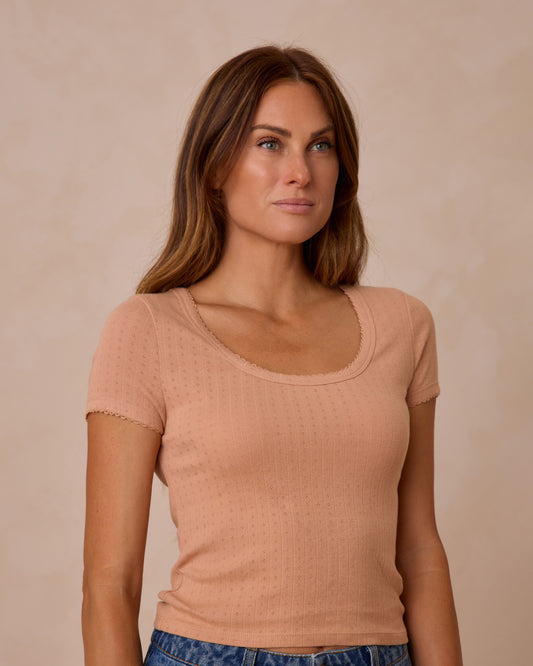 Women's Pointelle Tee | Grapefruit