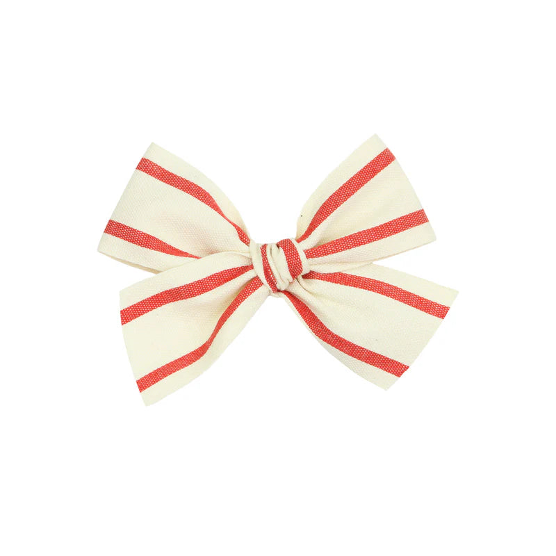 Red Stripe Ribbon Bow | Clip