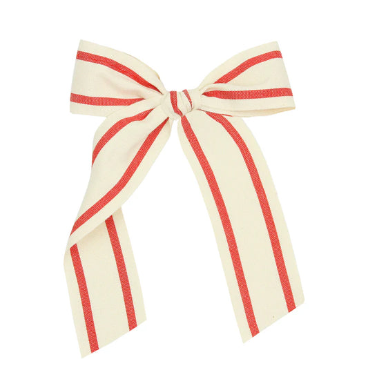 Red Stripe Sash Bow | Clip