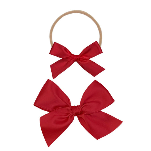 Red Satin Bow | Nylon Headband