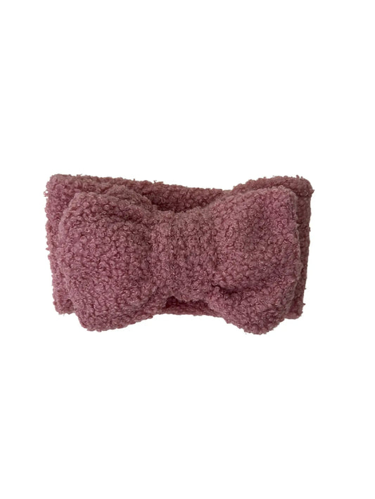 Teddy Bow Headband | Dark Rose