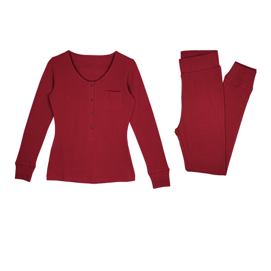 Women's Organic Thermal Lounge Set | Crimson