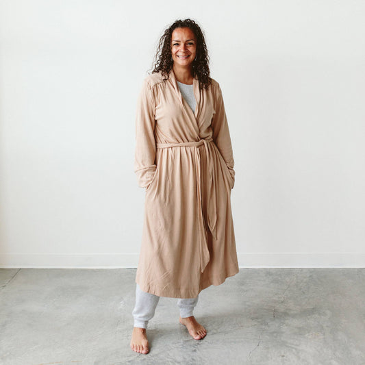 Viscose Bamboo + Organic Cotton Womens Robe | Sandstone