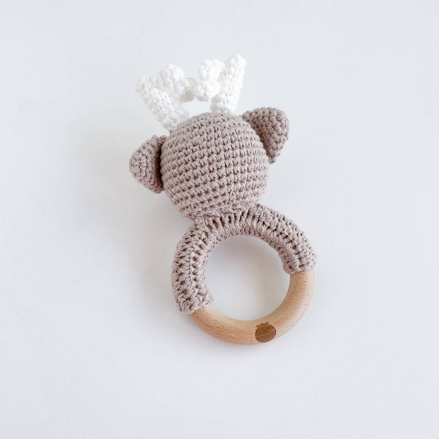 Crochet Cotton Rattle Teether Deer Baby Gift Fall Woodland