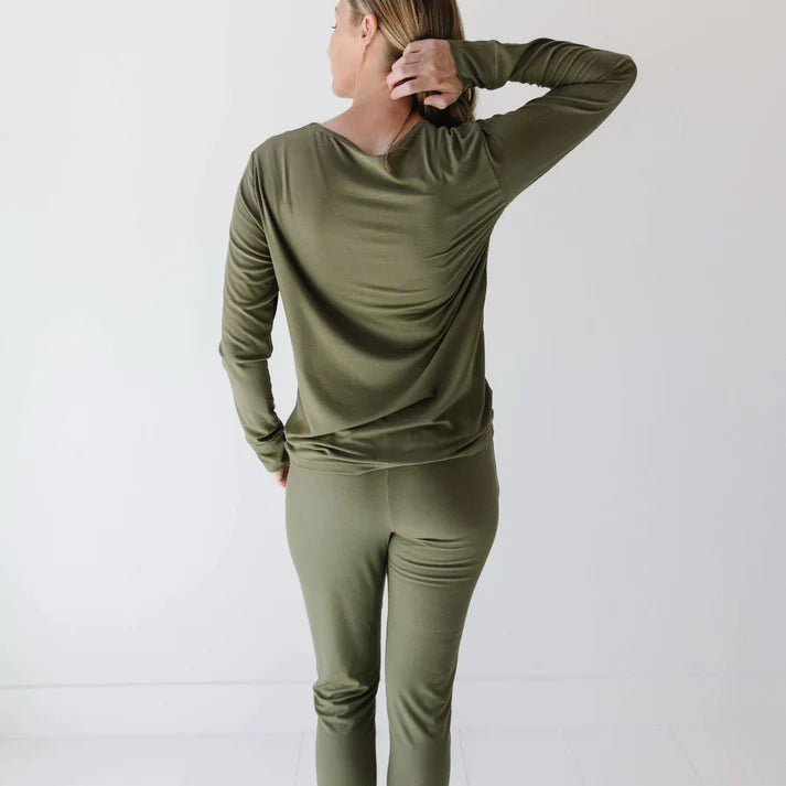 Adult Long Sleeve PJ Top | Pine Green