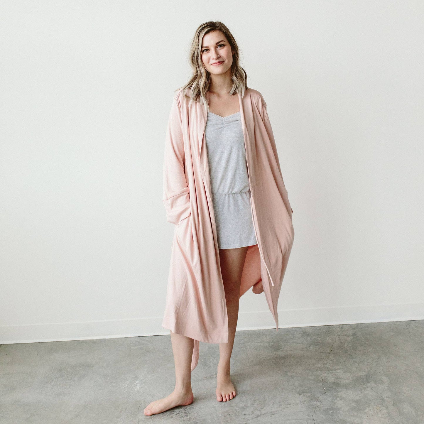 Viscose Bamboo + Organic Cotton Womens Robe | Rose