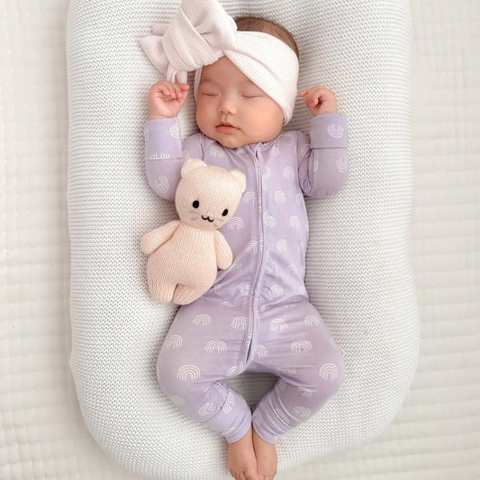 Bamboo Zip Sleeper w/ Fold-Over Feet | Lavender Rainbow