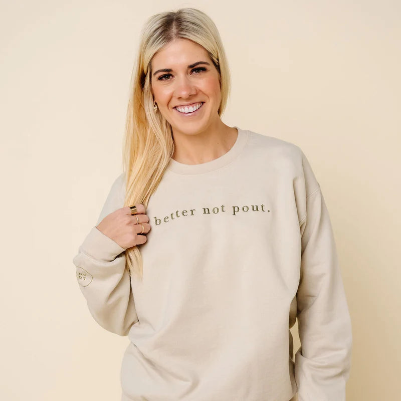 better not pout | Women's Holiday Pullover | Warm Cream (by Lou Lou)