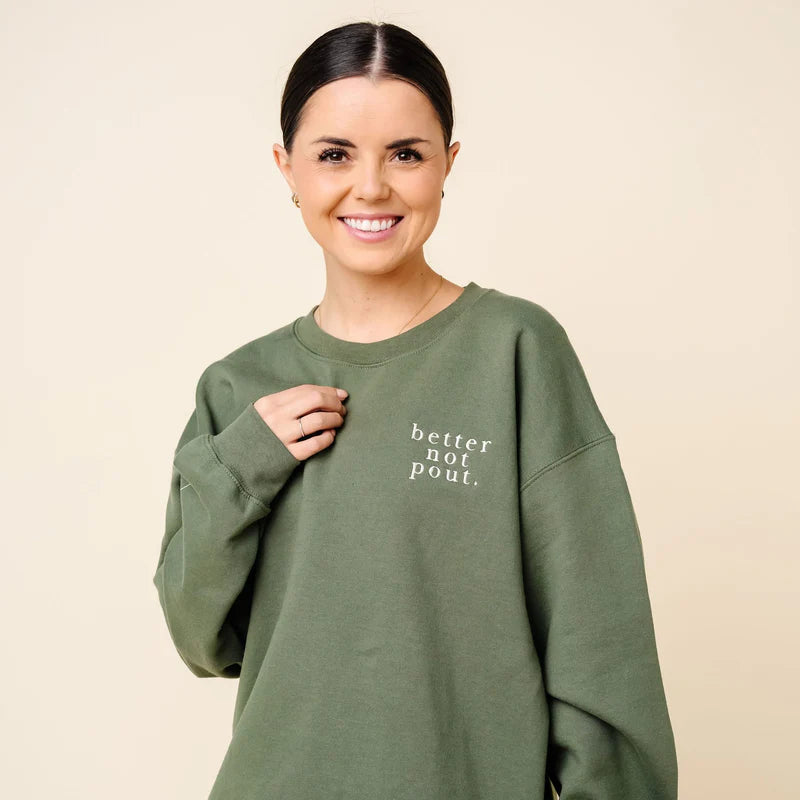 better not pout | Women's Holiday Pullover | Pine Green (by Lou Lou)