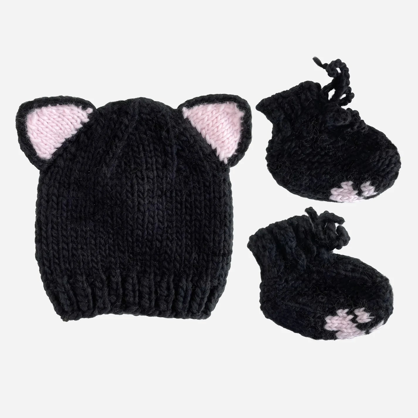 Black Cat Hat and Booties Set