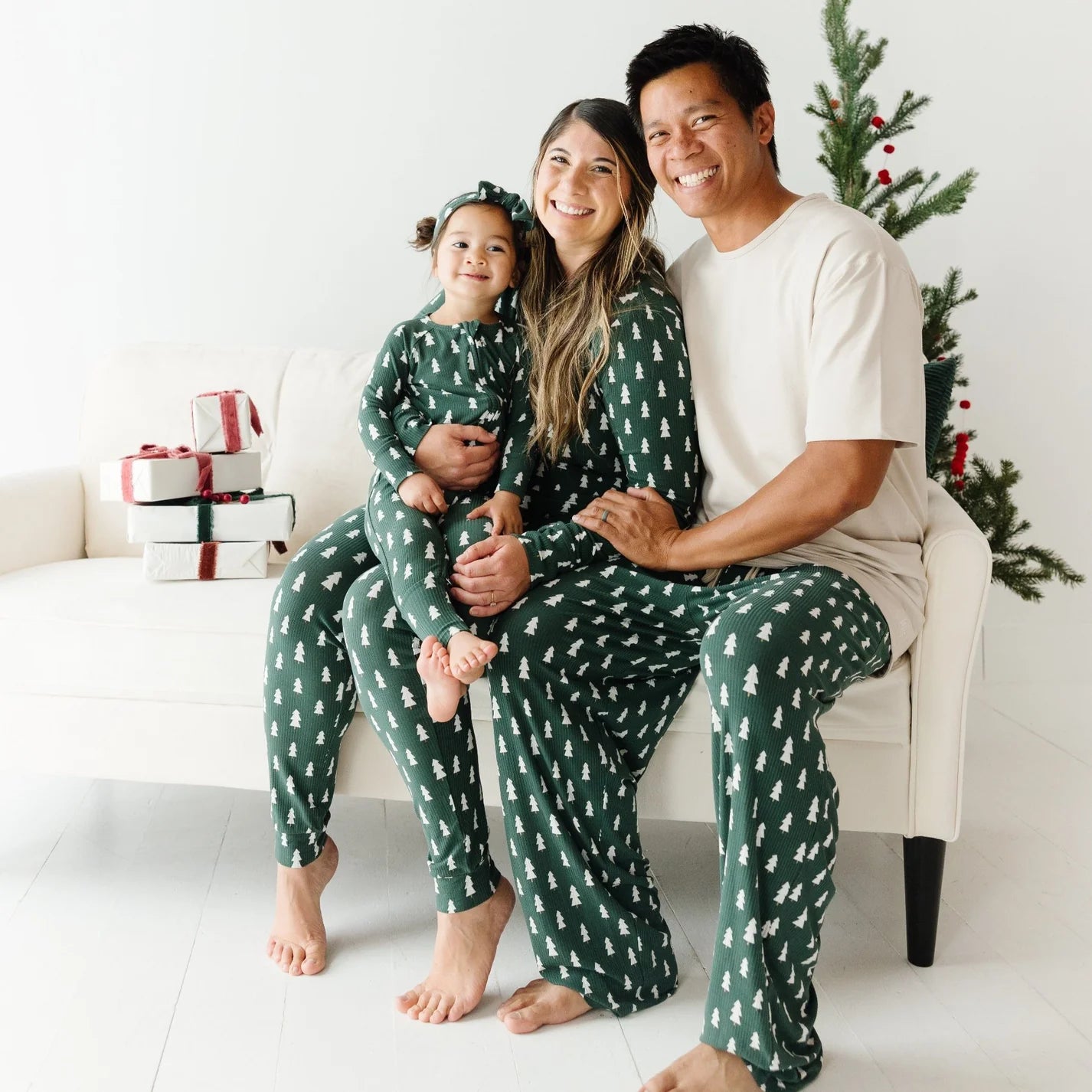 Adult Ribbed Bamboo Straight Leg PJs | Christmas Trees