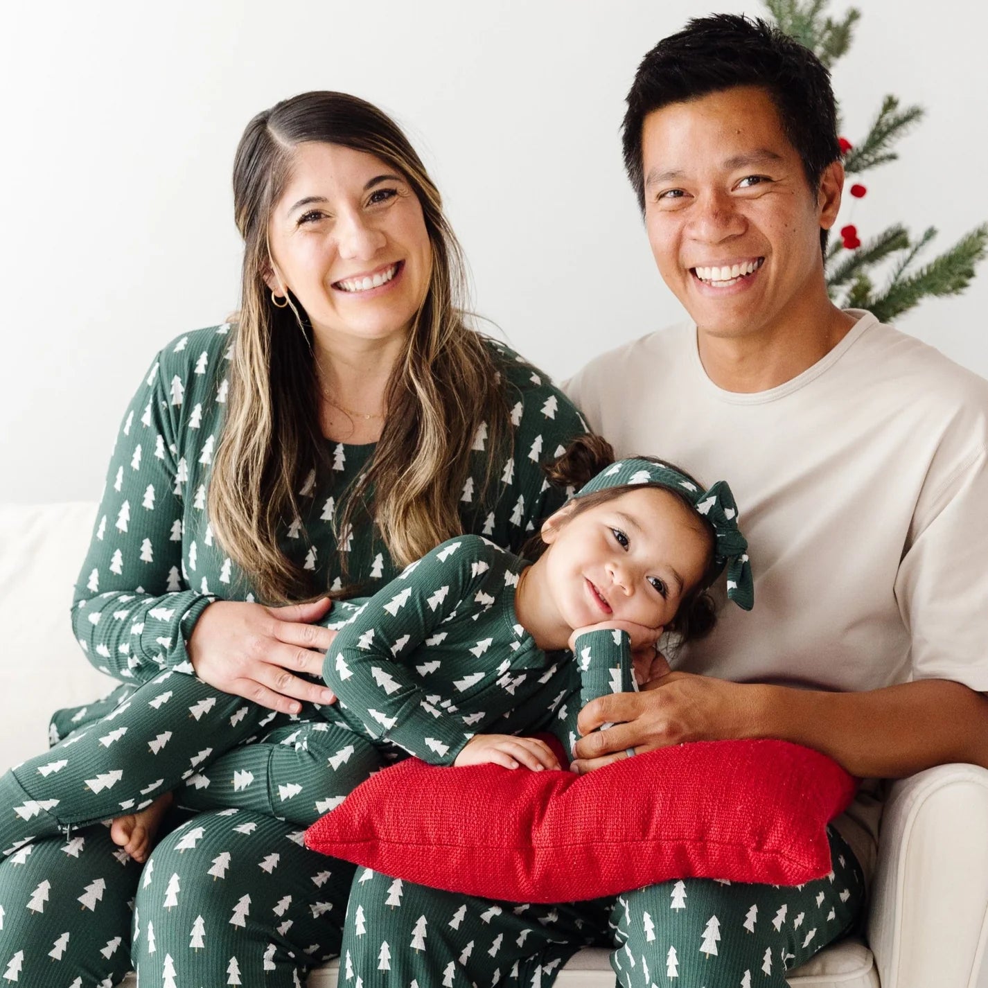 Adult Ribbed Bamboo Straight Leg PJs | Christmas Trees