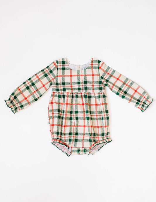 Thalia Poplin Romper in Classic Plaid