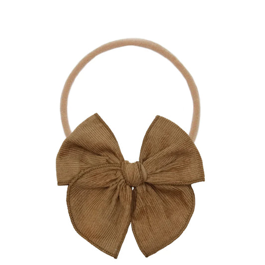 Walnut Corduroy Heirloom Bow | Nylon Headband