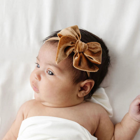 Cinnamon Velvet Bow | Nylon Headband