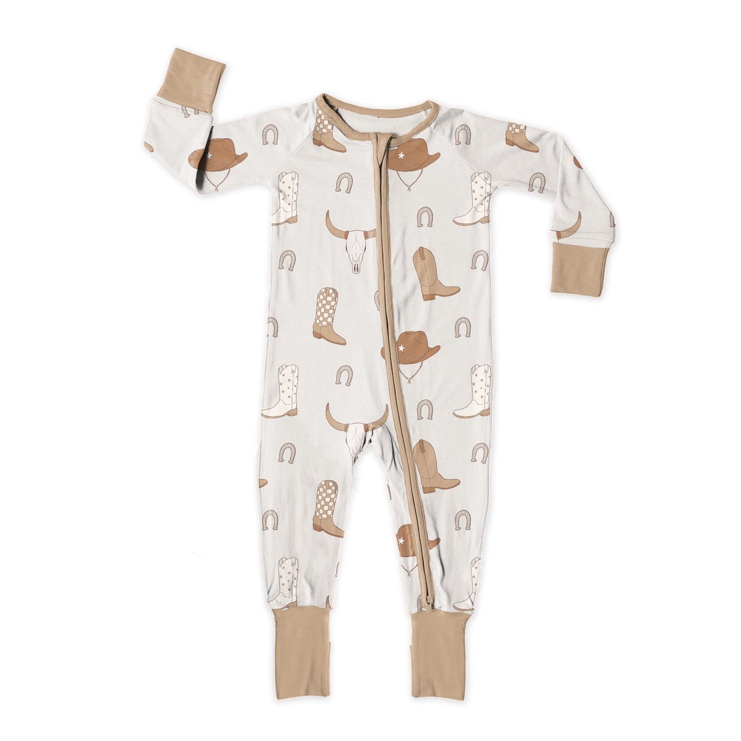 Fold-Over Feet Bamboo Romper | Cowboy Up