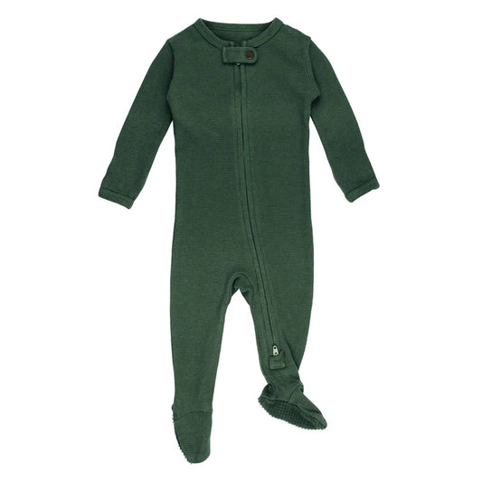 Organic Thermal 2-Way Zipper Footie | Evergreen