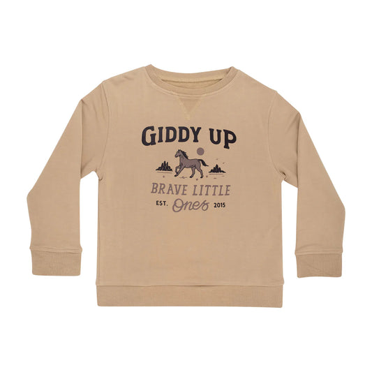 Giddy Up Bamboo French Terry Pullover | Pecan