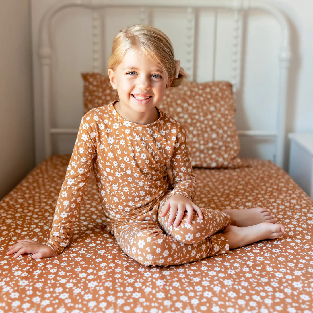 Twin Sheet w/ Pillow Case | Camel Floral