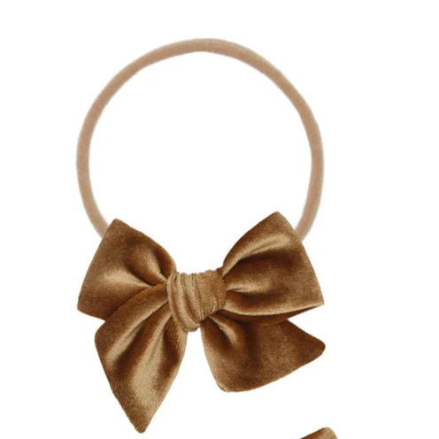 Cinnamon Velvet Bow | Nylon Headband