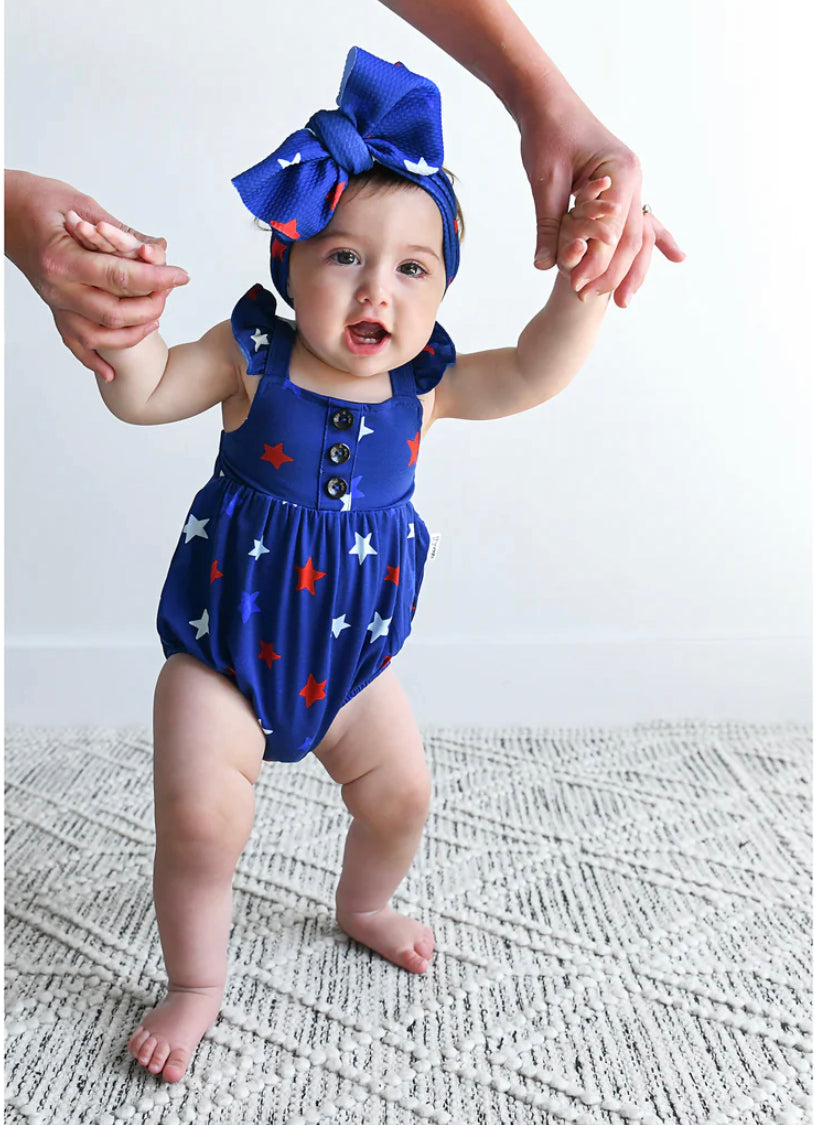 Button Bubble Romper | Sam Stars