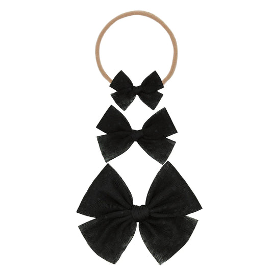 Tulle Bow Nylon Headband | Black