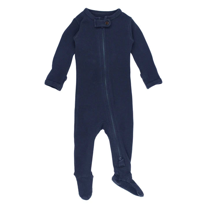 Organic Thermal 2-Way Zipper Footie | Midnight