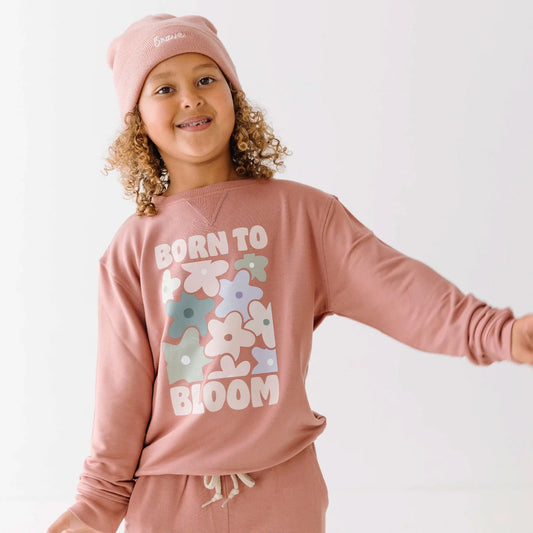 Born To Bloom Bamboo French Terry Pullover | Rose