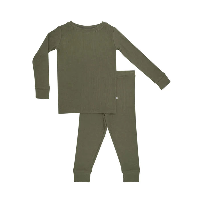 Ribbed Two-Piece Bamboo Pajama Set | Pine Green