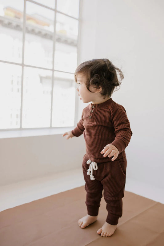 Organic Cotton Waffle Pant | Cherry