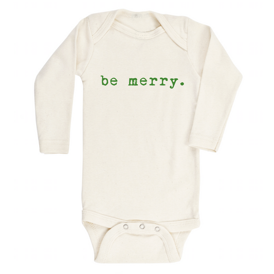 Long Sleeve Onesie | Be Merry in Green