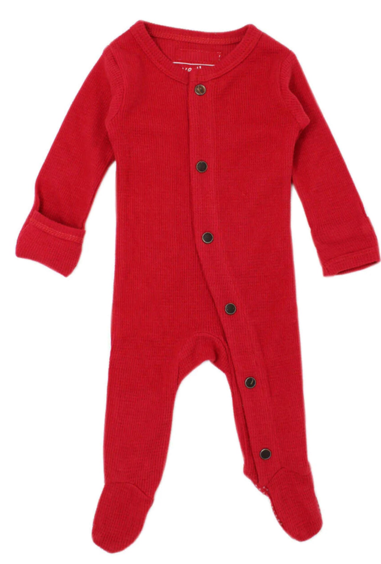 Organic Thermal Footie Sleeper | Cherry